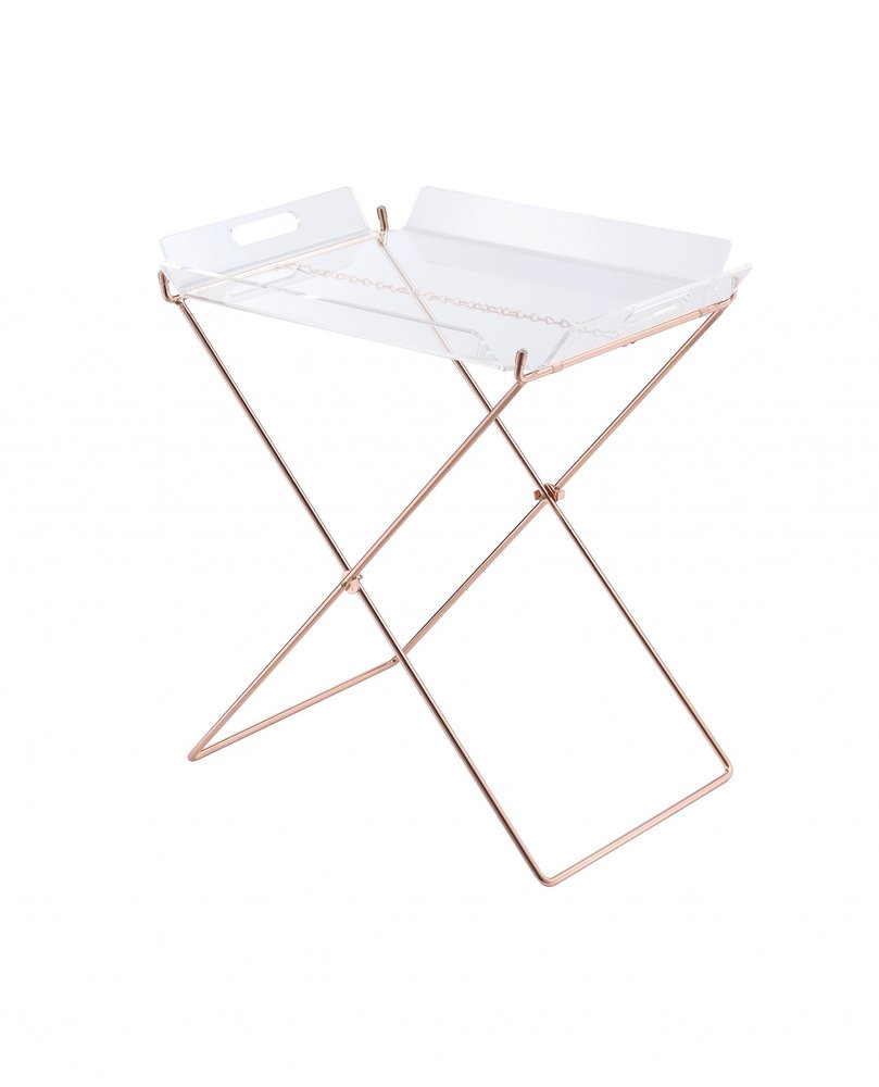 22" Clear and Copper Acrylic and Metal Tray Table HomeRoots