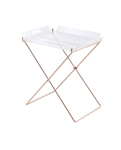 22" Clear and Copper Acrylic and Metal Tray Table HomeRoots