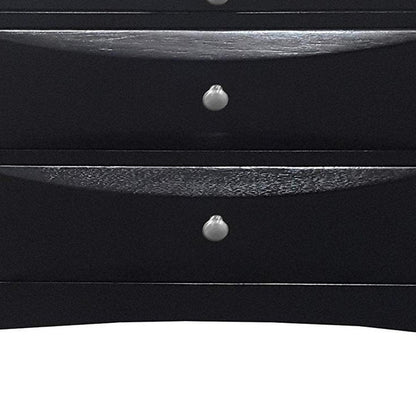 25" Black Solid Wood Three Drawer Nightstand HomeRoots