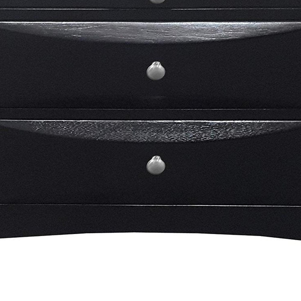 25" Black Solid Wood Three Drawer Nightstand — view 4