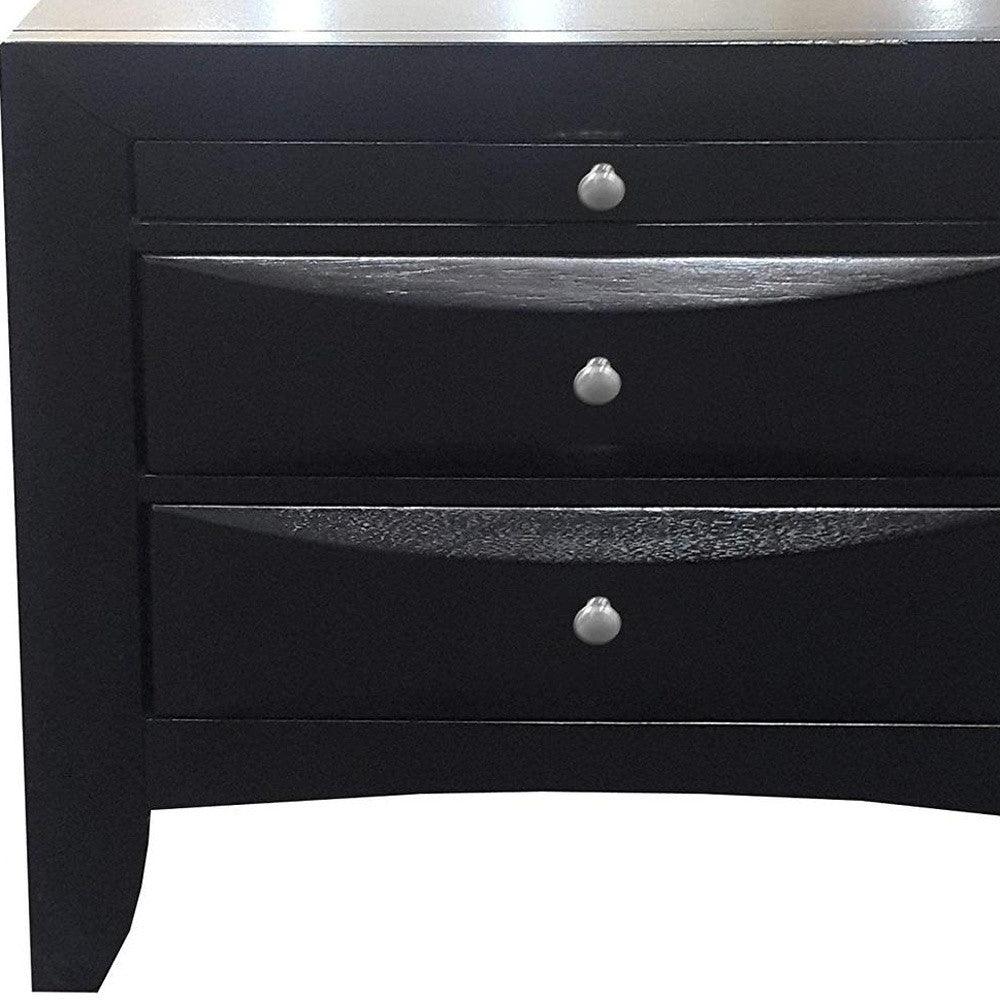 25" Black Three Drawers Nightstand - FurniFindUSA