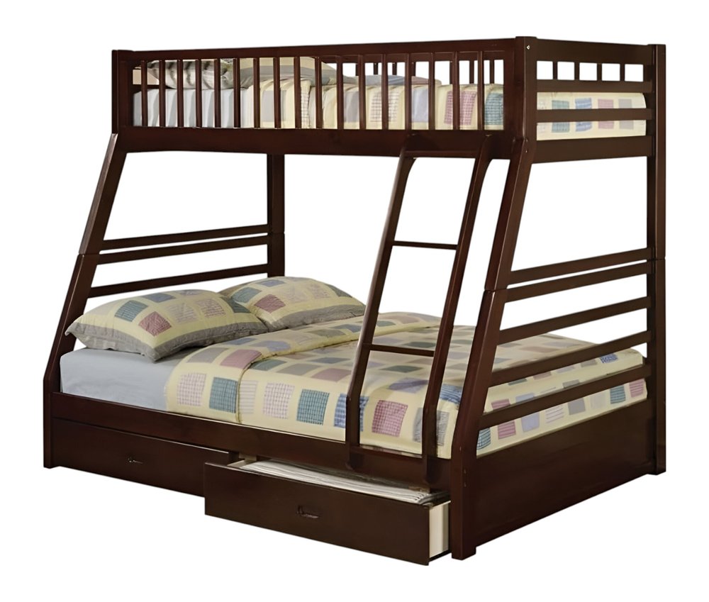 Espresso Twin Over Full Solid Wood Bunk Bed With Storage HomeRoots