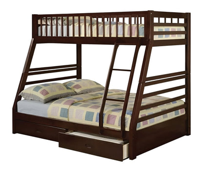 Espresso Twin Over Full Solid Wood Bunk Bed With Storage HomeRoots