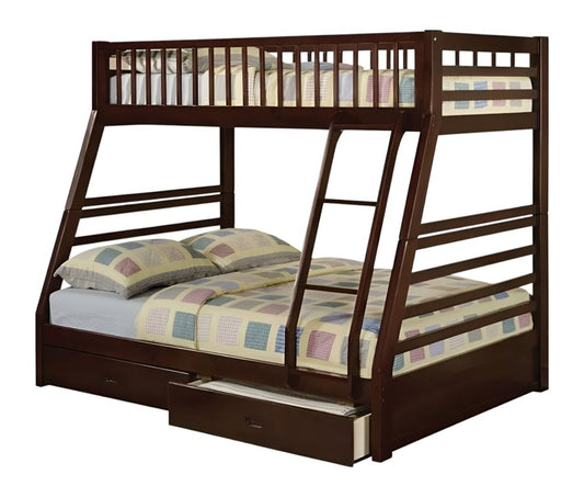 Espresso Twin Over Full Solid Wood Bunk Bed With Storage HomeRoots