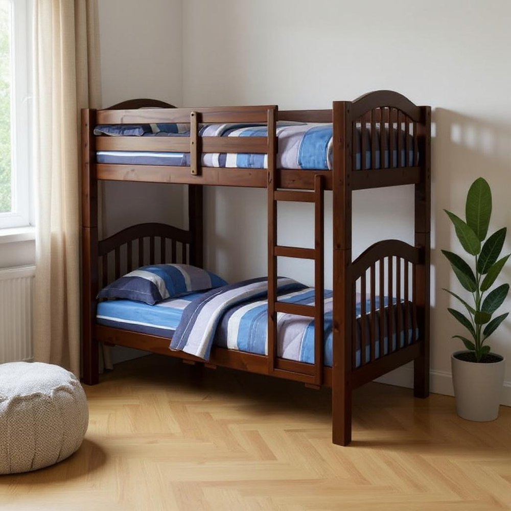 80" X 43" X 69" Espresso Pine Wood Twin Over Twin Bunk Bed HomeRoots