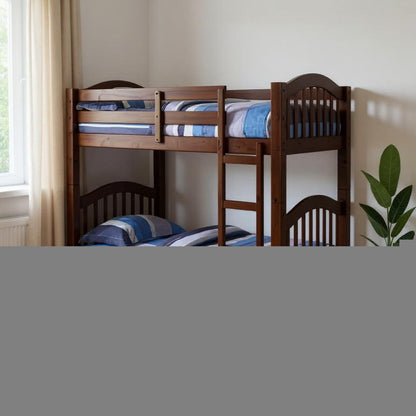 80" X 43" X 69" Espresso Pine Wood Twin Over Twin Bunk Bed HomeRoots