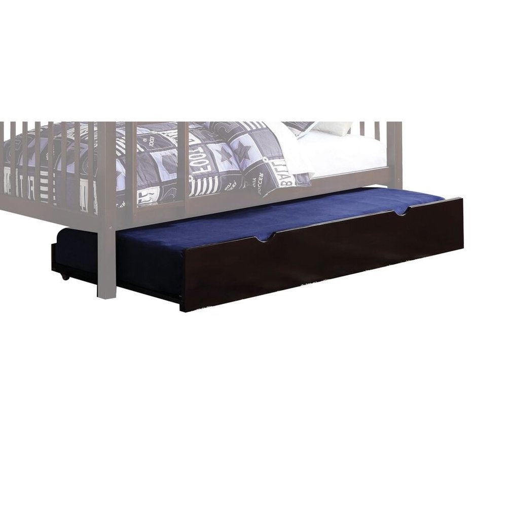 Espresso Solid Wood Twin Bed Frame With Trundle HomeRoots