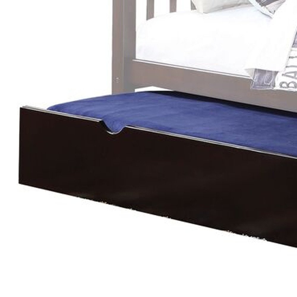 Espresso Solid Wood Twin Bed Frame With Trundle HomeRoots