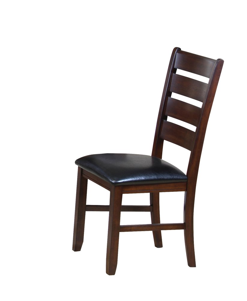Set of Two Black And Brown Faux Leather Wood Slat Back Dining Side Chairs HomeRoots