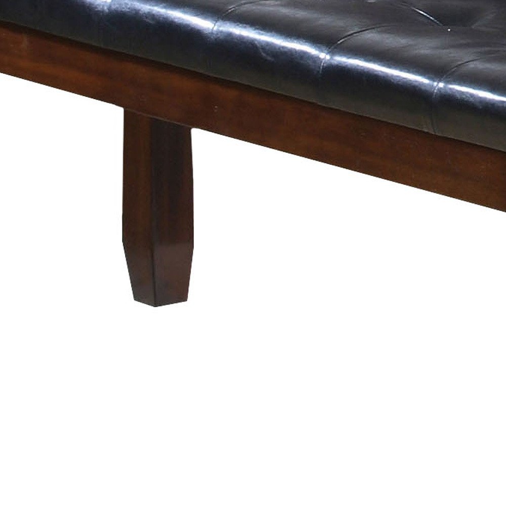 48" Black and Espresso Faux Leather and Wood Upholstered Bench HomeRoots