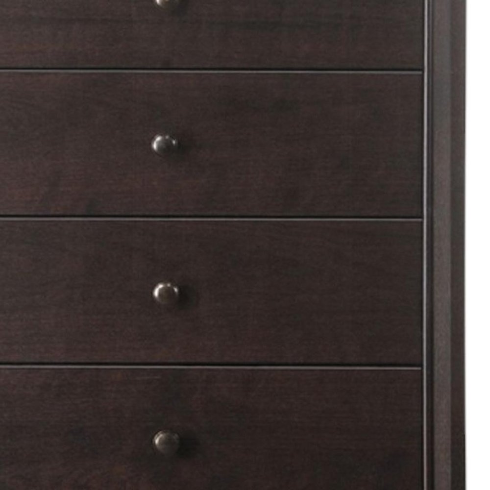 31" Espresso Solid Wood Five Drawer Dresser HomeRoots