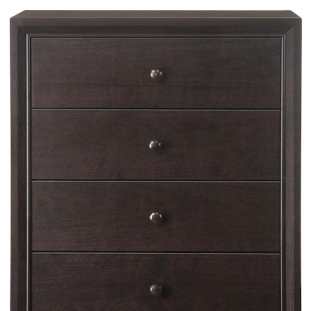 31" Espresso Solid Wood Five Drawer Dresser — view 8
