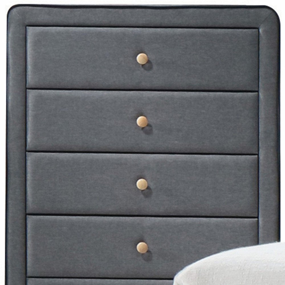 32" Light Gray Wood Five Drawer Dresser HomeRoots