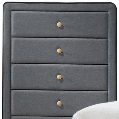 46" Light Gray Upholstery 5 Drawer Chest Dresser With Light Natural Legs - FurniFindUSA