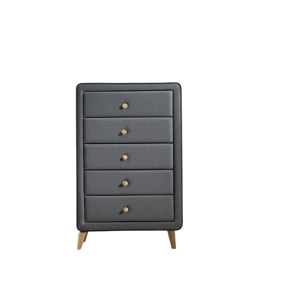 32" Light Gray Wood Five Drawer Dresser HomeRoots