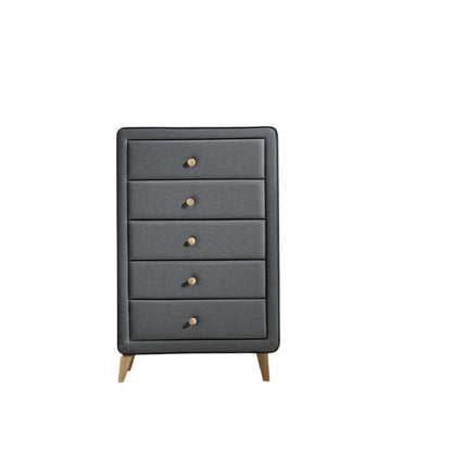 32" Light Gray Wood Five Drawer Dresser HomeRoots