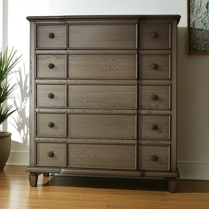 40" Oak Wood Five Drawer Dresser HomeRoots