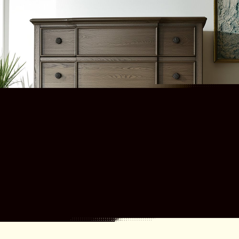 60" Dark Brown Solid Wood Nine Drawer Double Dresser HomeRoots