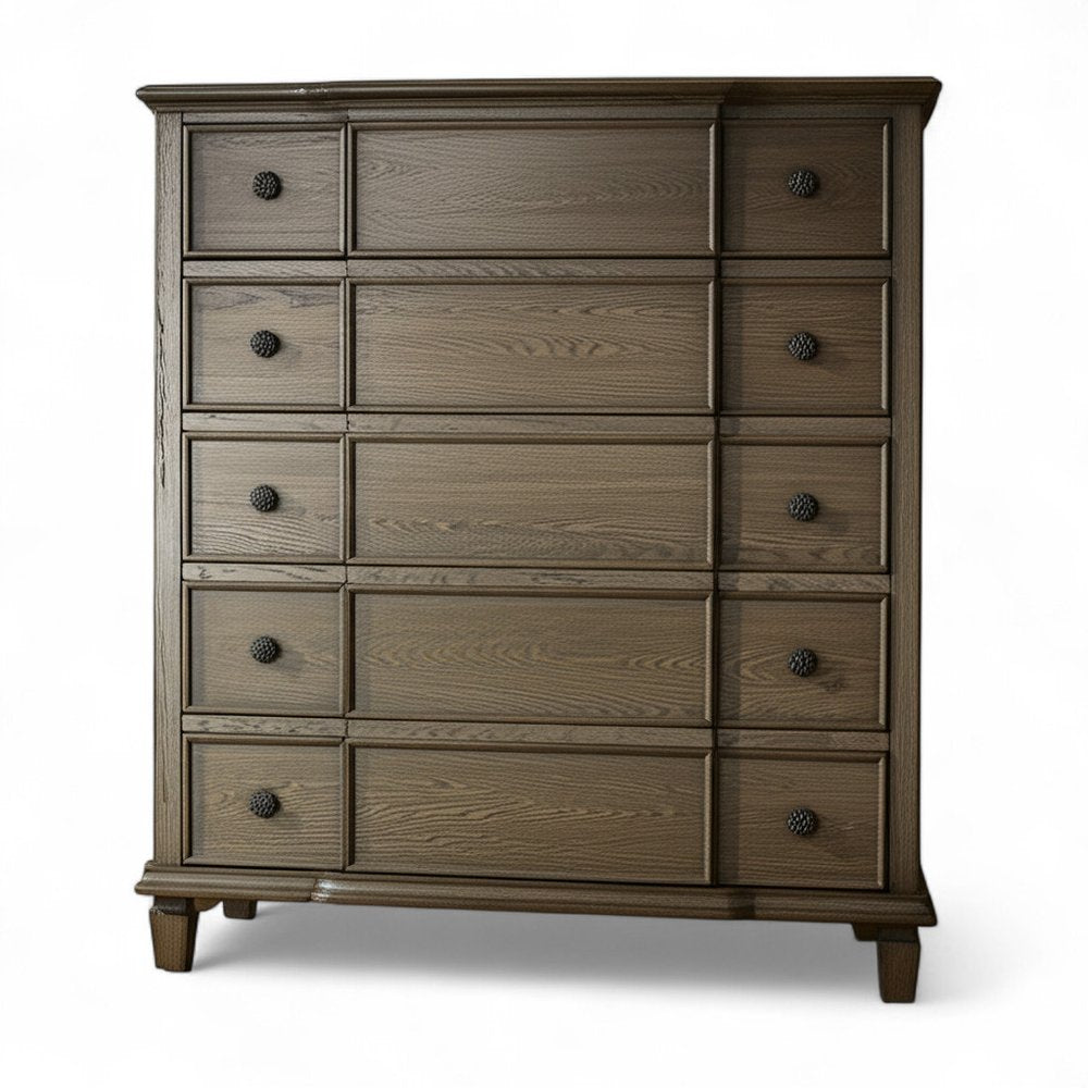 40" Oak Wood Five Drawer Dresser HomeRoots