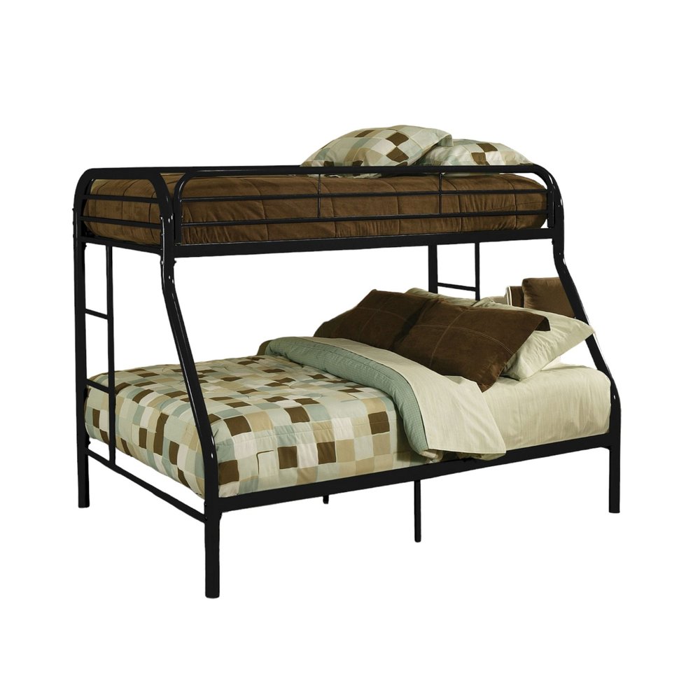 84" X 62" X 65" Twin Xl Over Queen Black Metal Tube Bunk Bed HomeRoots