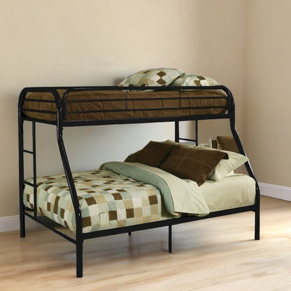 84" X 62" X 65" Twin Xl Over Queen Black Metal Tube Bunk Bed HomeRoots