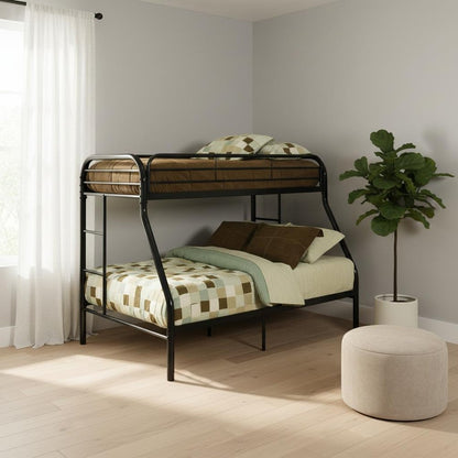 84" X 62" X 65" Twin Xl Over Queen Black Metal Tube Bunk Bed HomeRoots