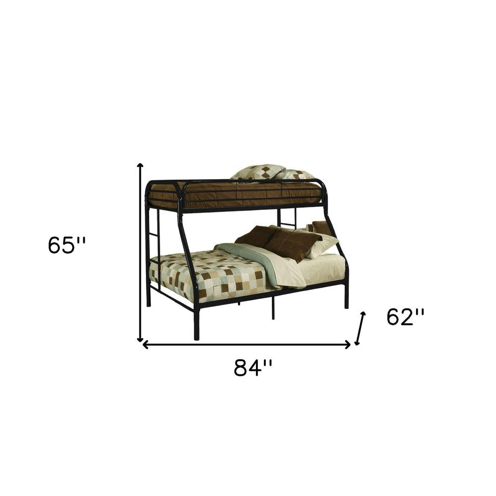 84" X 62" X 65" Twin Xl Over Queen Black Metal Tube Bunk Bed HomeRoots