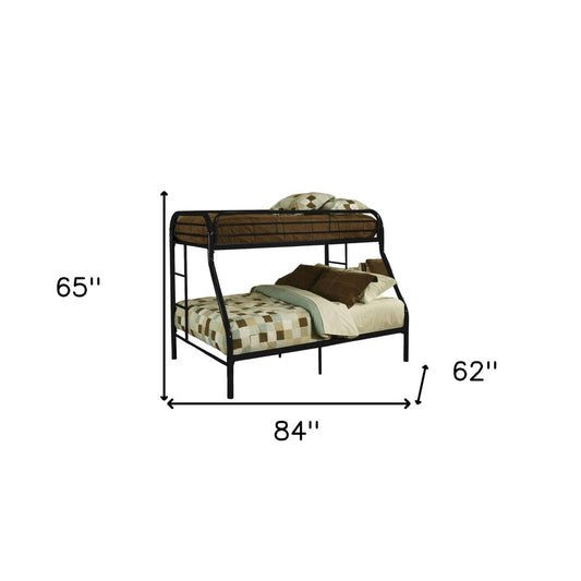 84" X 62" X 65" Twin Xl Over Queen Black Metal Tube Bunk Bed HomeRoots