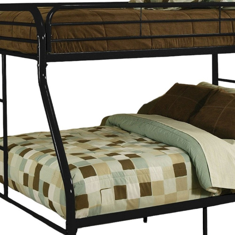 84" X 62" X 65" Twin Xl Over Queen Black Metal Tube Bunk Bed HomeRoots