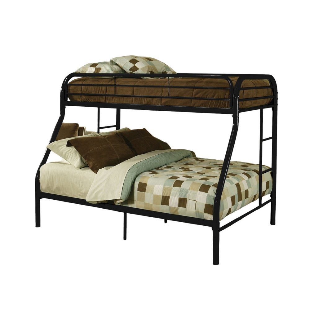 84" X 62" X 65" Twin Xl Over Queen Black Metal Tube Bunk Bed HomeRoots