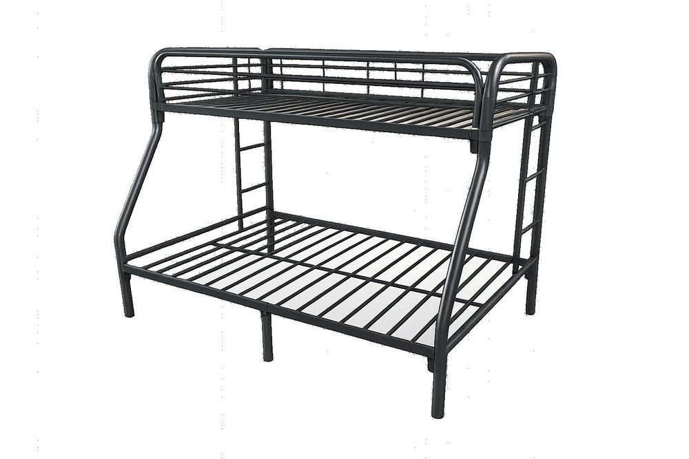 84" X 62" X 65" Twin Xl Over Queen Black Metal Tube Bunk Bed HomeRoots