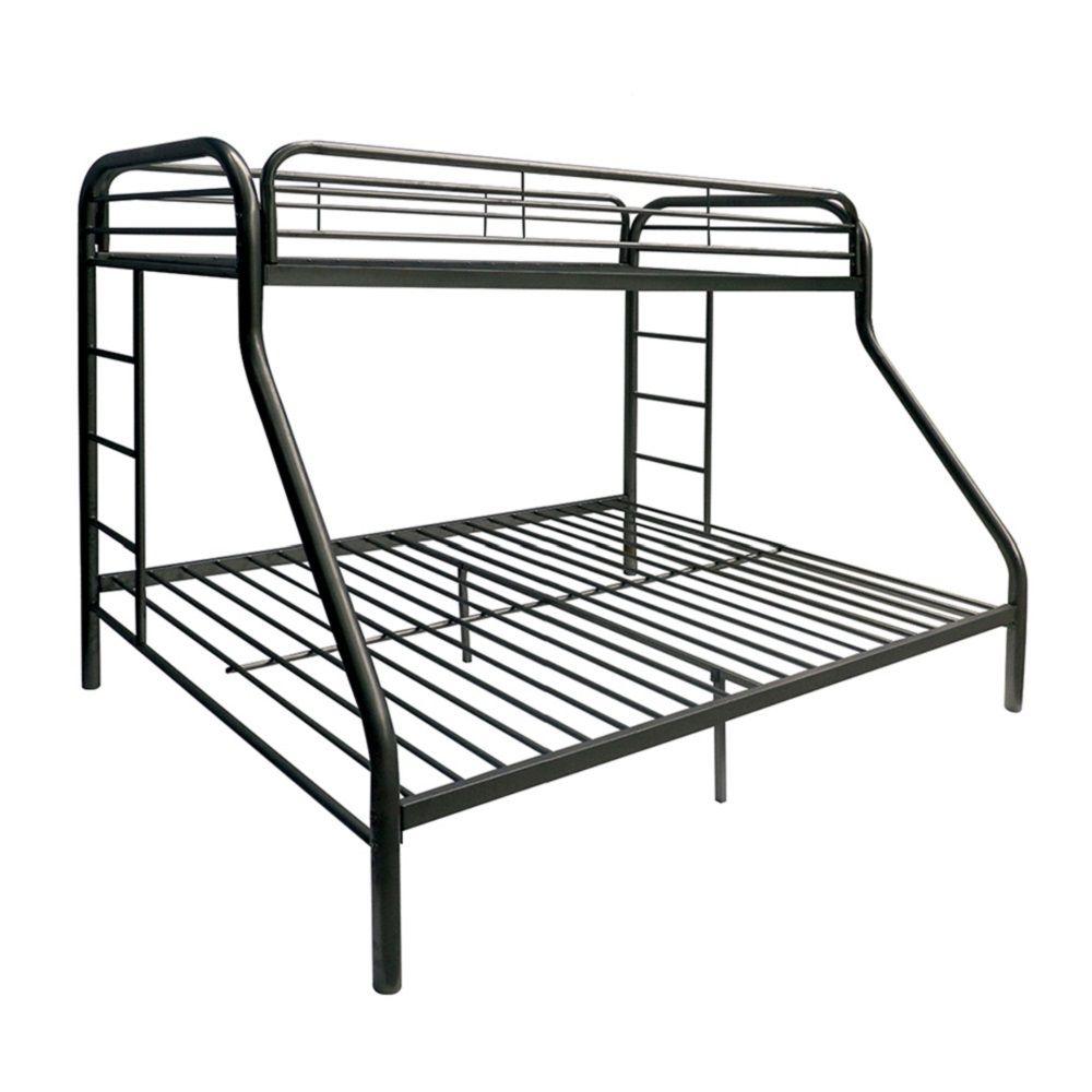 Black Twin Over Full Contemporary Metal Bunk Bed - FurniFindUSA