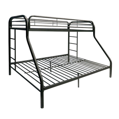 Black Twin Over Full Contemporary Metal Bunk Bed - FurniFindUSA