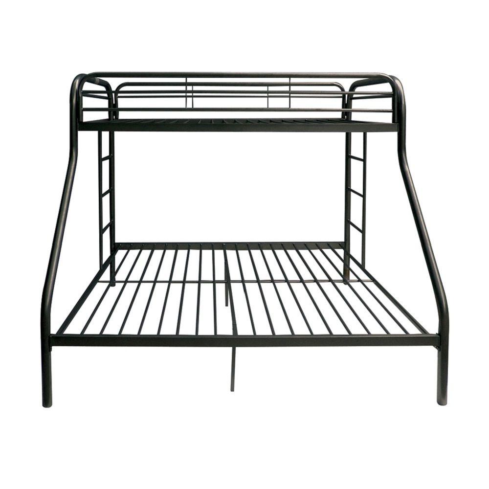 Black Twin Over Full Contemporary Metal Bunk Bed - FurniFindUSA