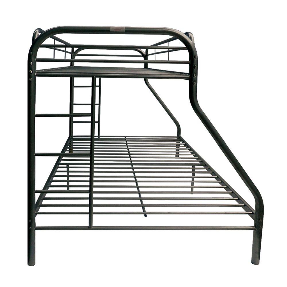 Black Twin Over Full Contemporary Metal Bunk Bed - FurniFindUSA