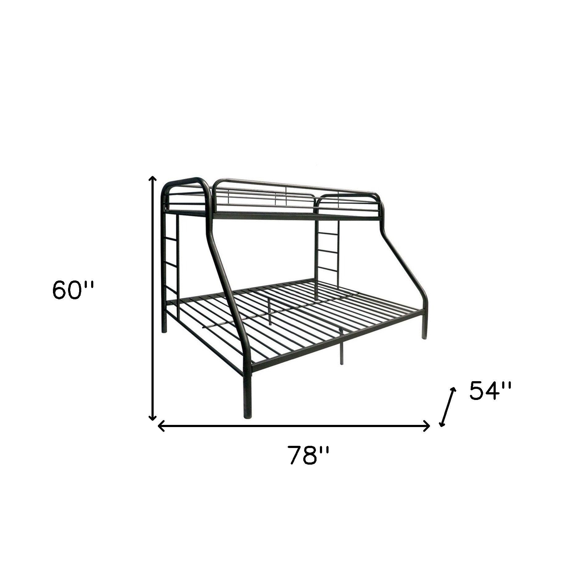 Black Twin Over Full Contemporary Metal Bunk Bed - FurniFindUSA