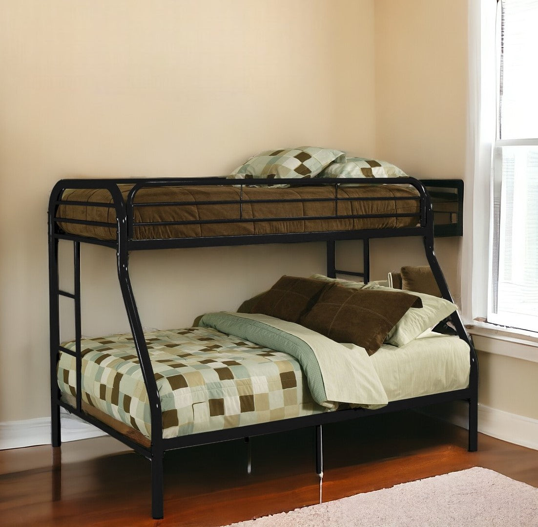 Black Twin Over Full Contemporary Metal Bunk Bed