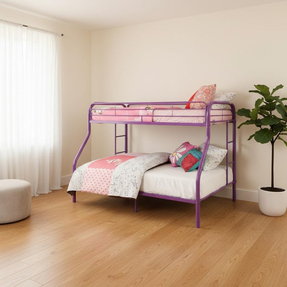 Black Twin Over Full Contemporary Metal Bunk Bed HomeRoots