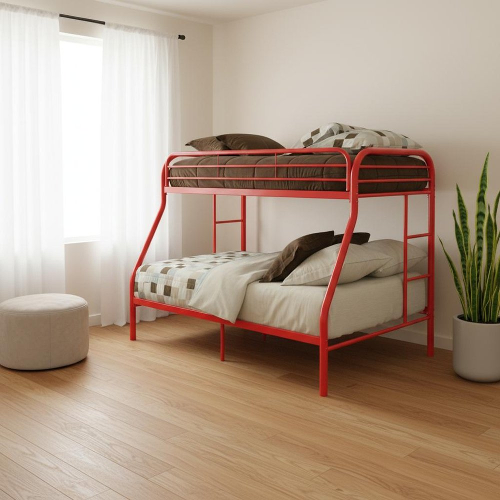 Black Twin Over Full Contemporary Metal Bunk Bed HomeRoots