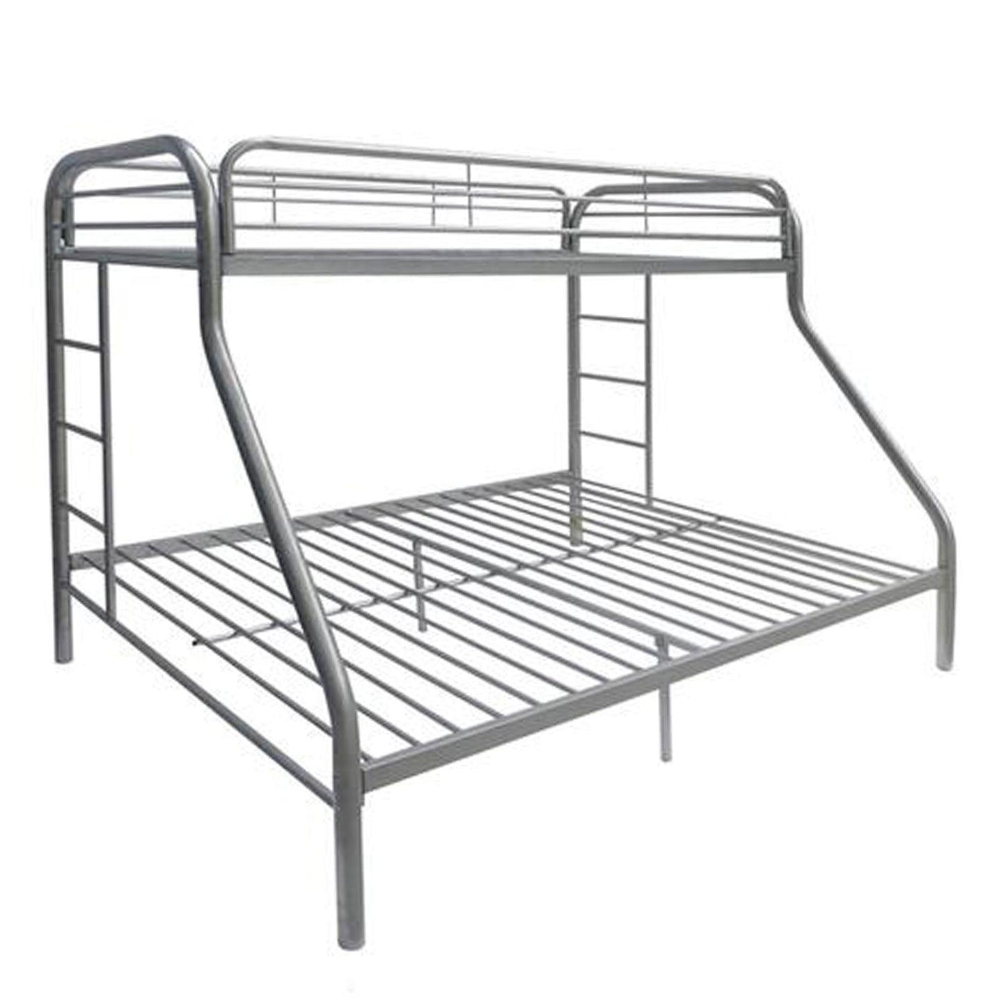 Black Twin Over Full Contemporary Metal Bunk Bed - FurniFindUSA