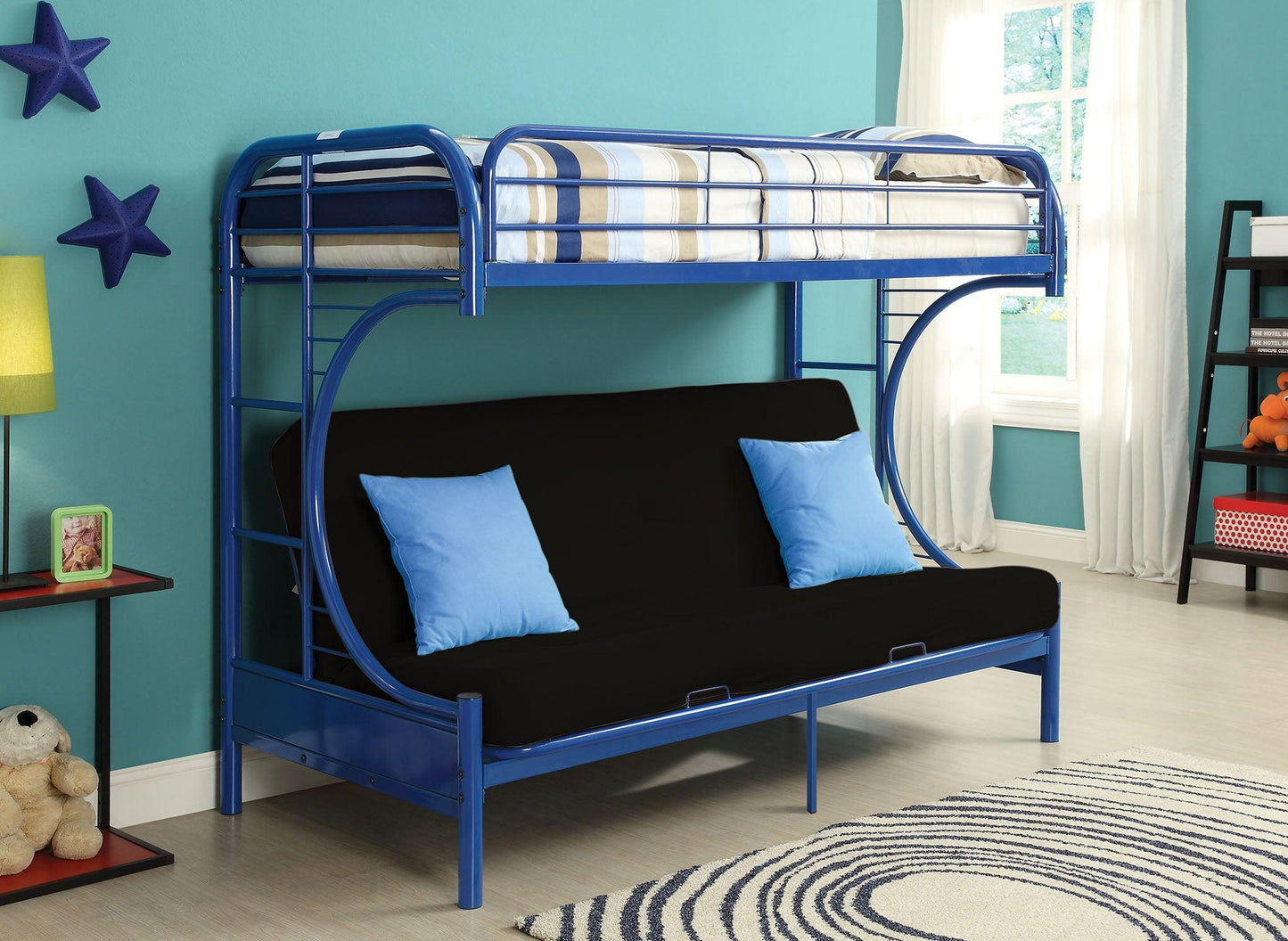 78" X 41" X 65" Twin Over Full Silver Metal Tube Bunk Bed - FurniFindUSA