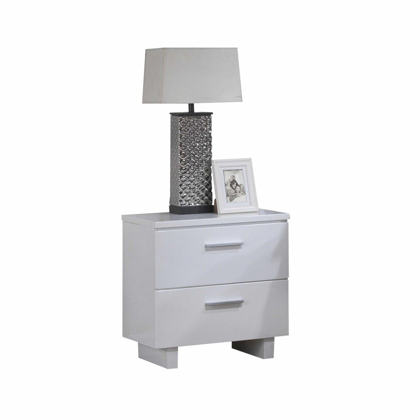 23" White Two Drawers Mirrored Nightstand - FurniFindUSA