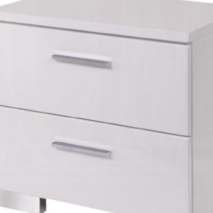 23" White Two Drawers Mirrored Nightstand HomeRoots