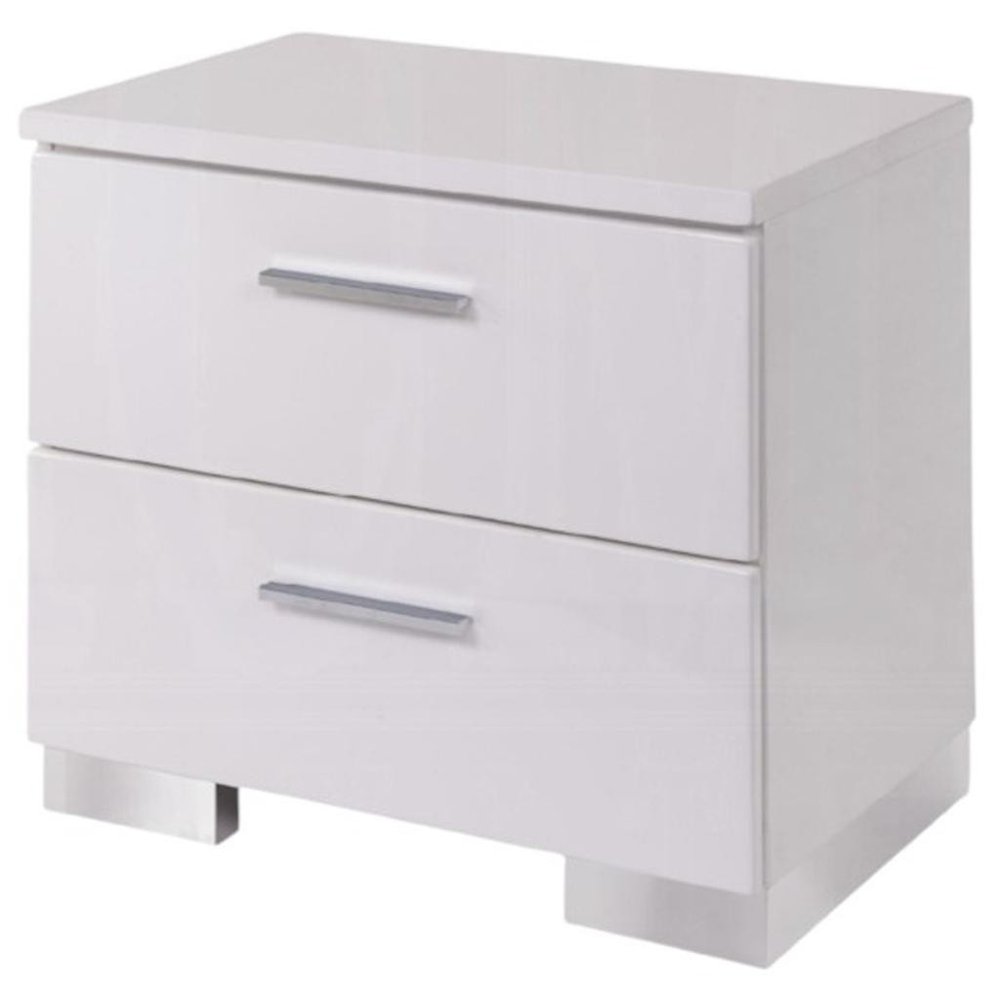 23" White Two Drawers Mirrored Nightstand HomeRoots
