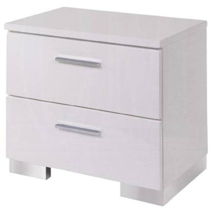 23" White Two Drawers Mirrored Nightstand HomeRoots