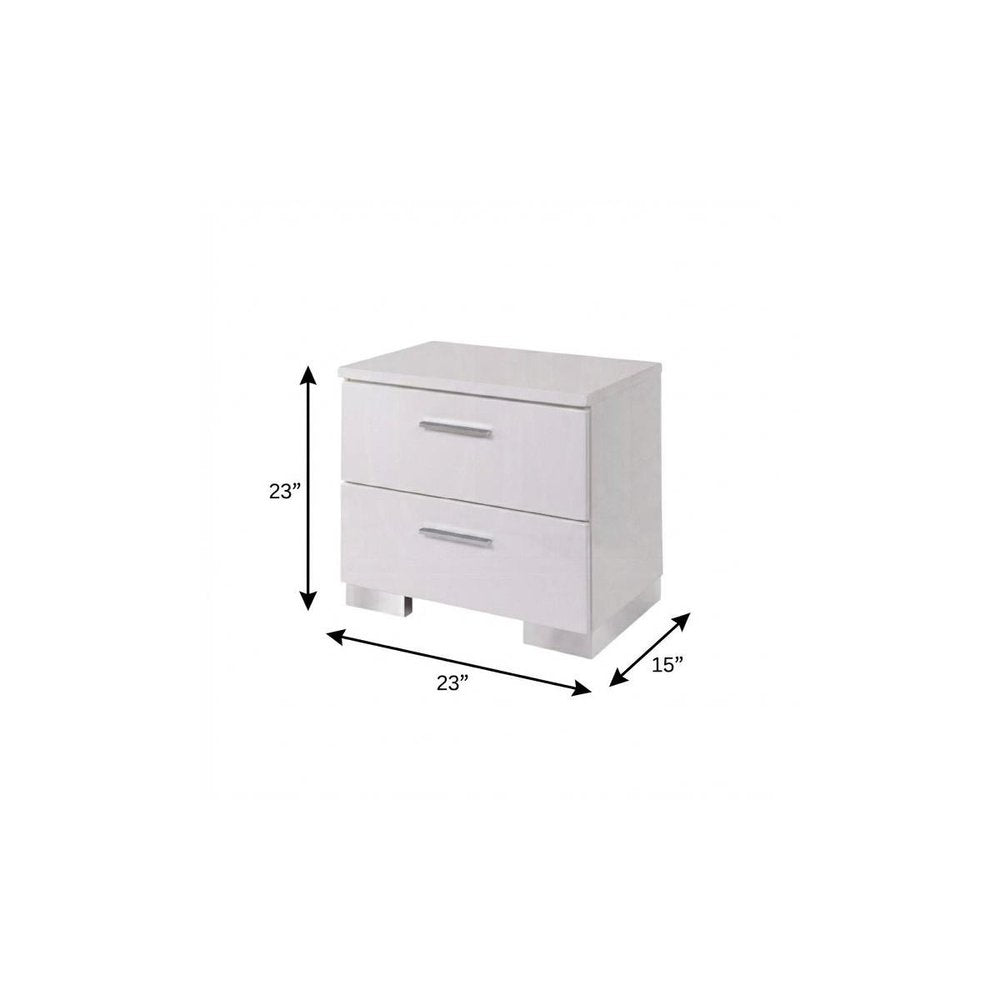 23" White Two Drawers Mirrored Nightstand HomeRoots
