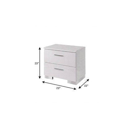 23" White Two Drawers Mirrored Nightstand HomeRoots