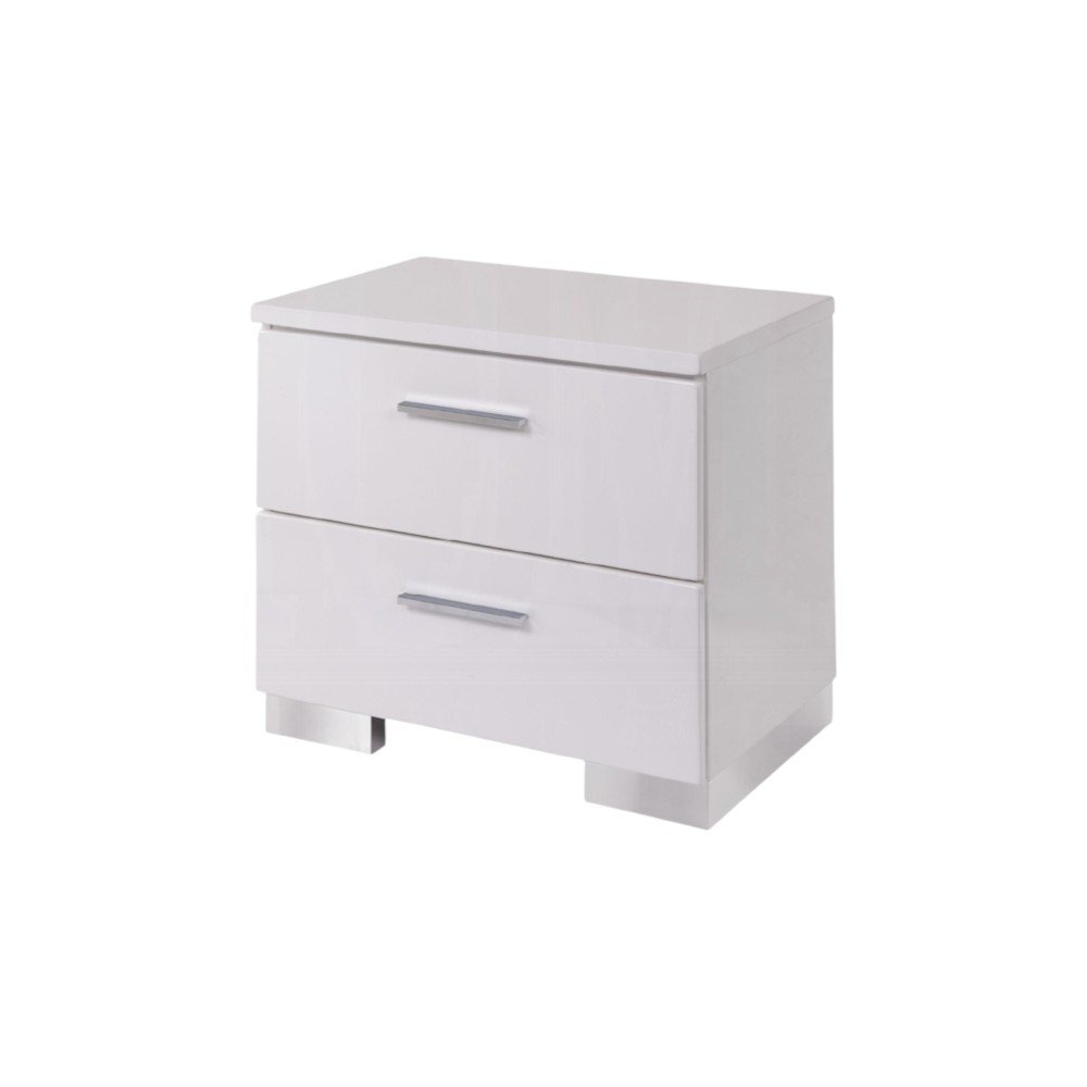 23" White Two Drawers Mirrored Nightstand HomeRoots