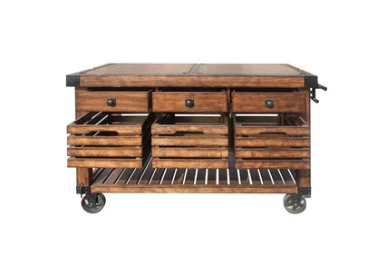 Brown 52" Rolling Kitchen Cart With Storage HomeRoots