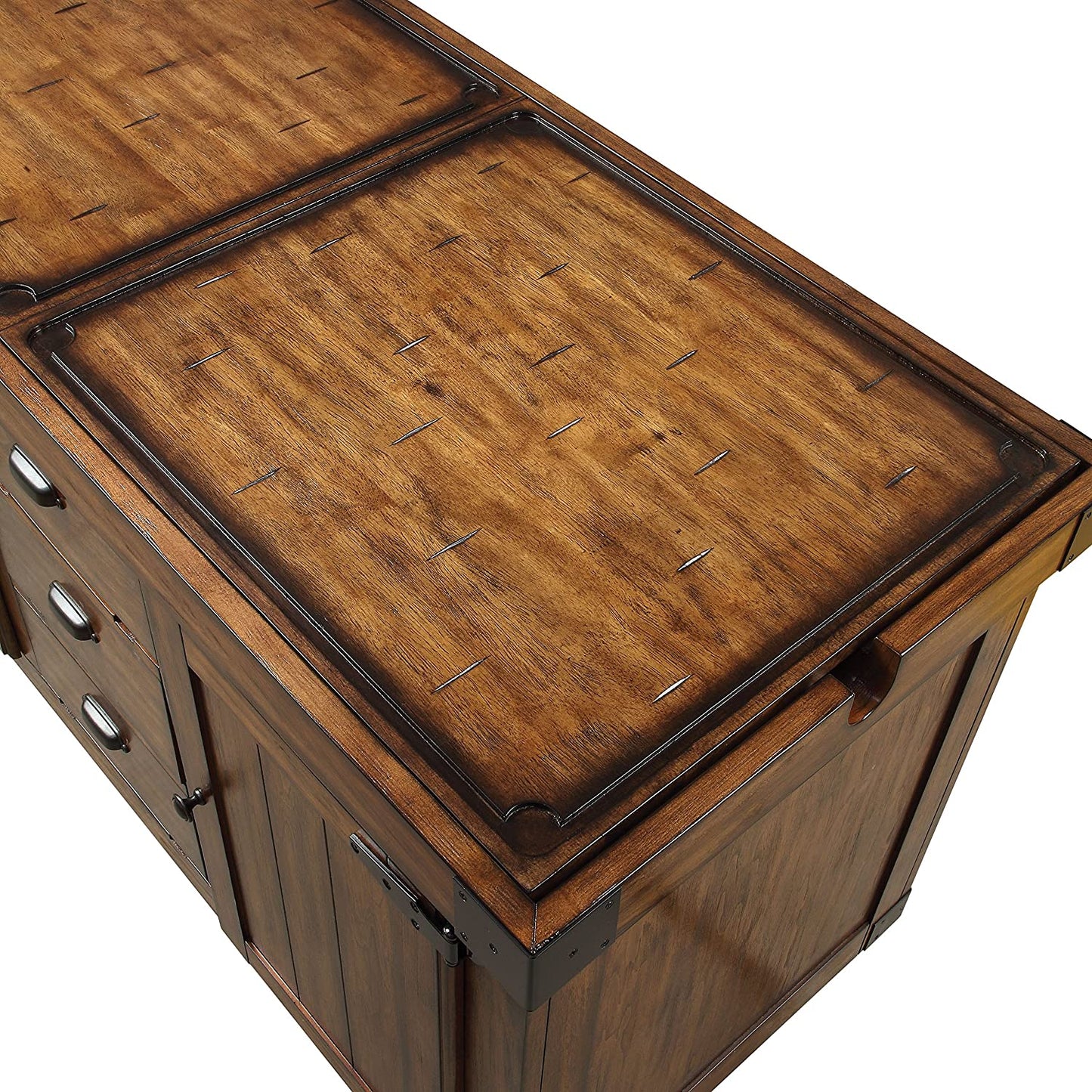 Rustic Farmhouse Warm Tobacco Rolling Kitchen Cart HomeRoots
